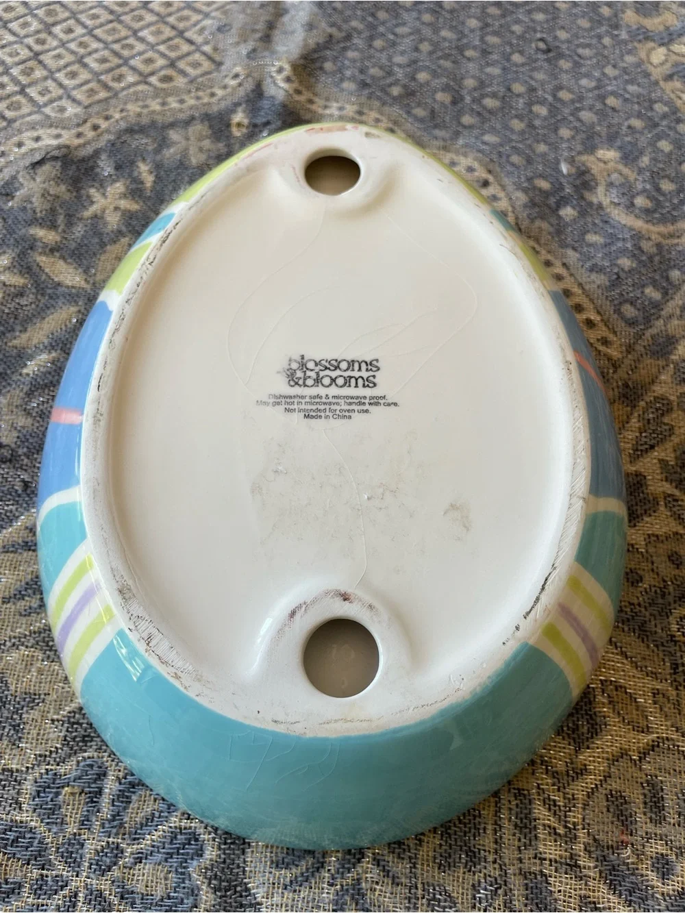 Blue & Green Decorative Ceramic Easter Egg  Dish